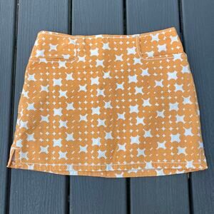 Orange and white retro mod dot print mini skirt, twee boho Y2K
